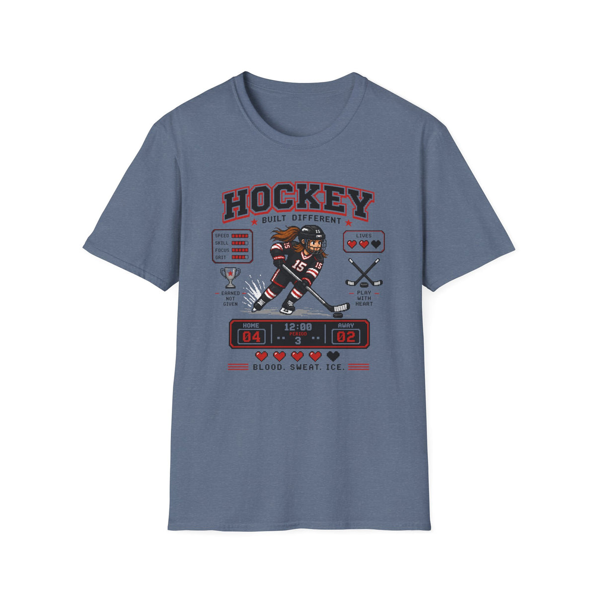 8-bit Girl Hockey Player T-Shirt