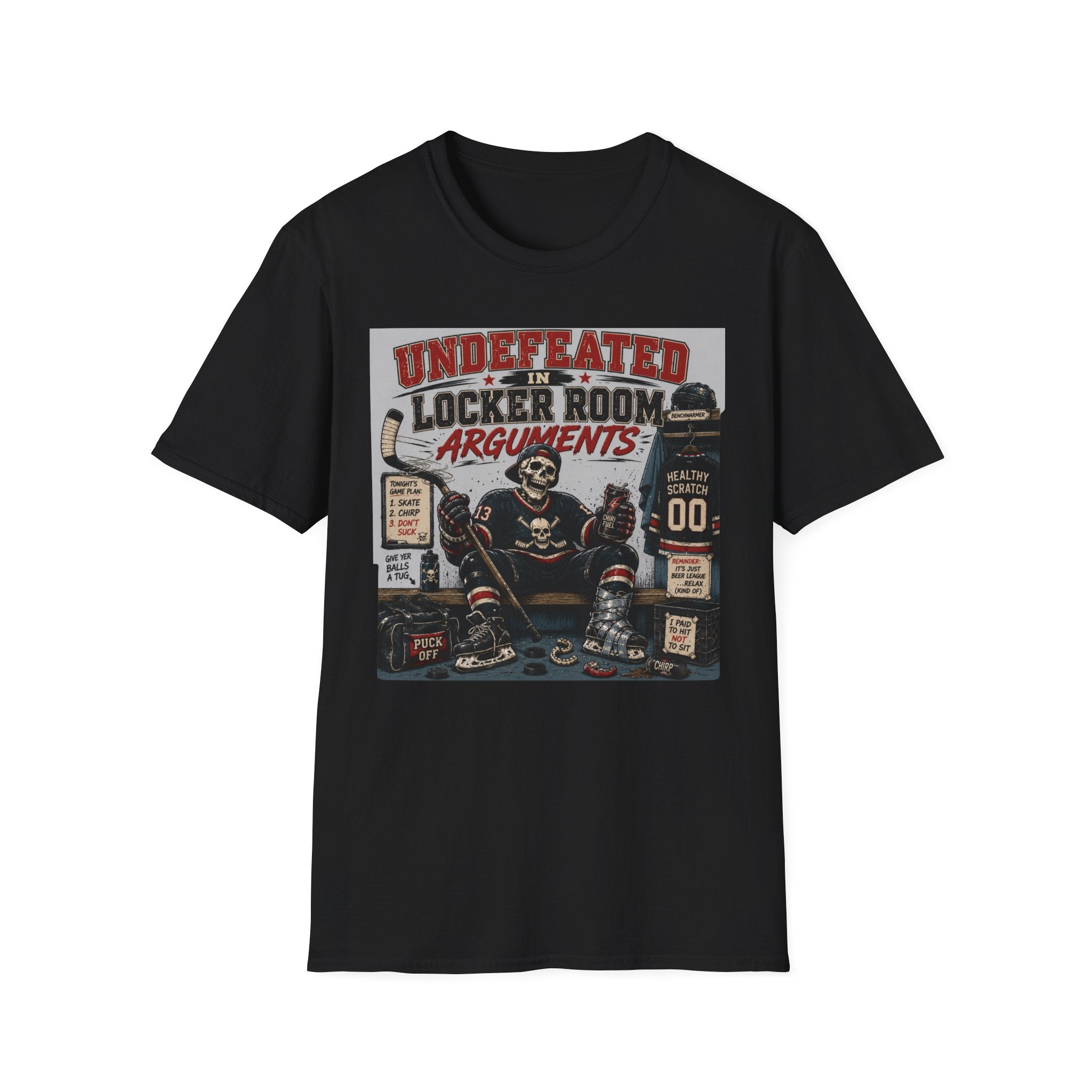 Undefeated In Locker Room Arguments Hockey Skelton T-Shirt