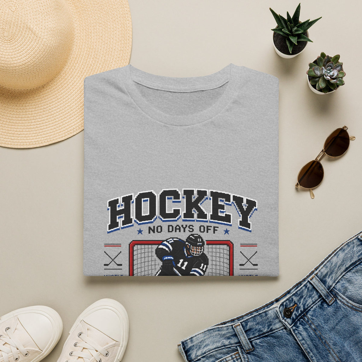 8-bit Boy Hockey Player T-Shirt