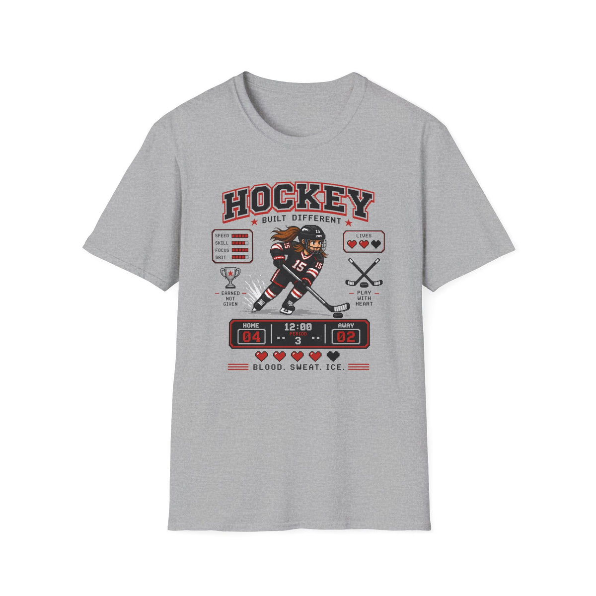 8-bit Girl Hockey Player T-Shirt