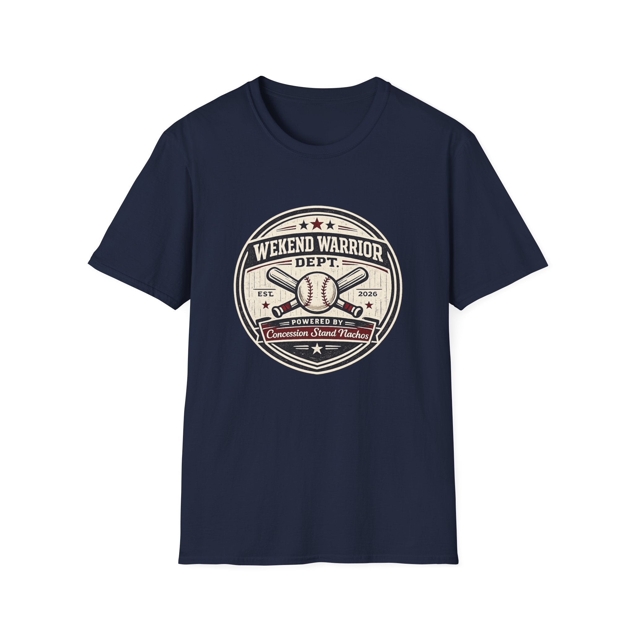 Baseball Weekend Warrior Powered By Nachos Circle T-shirt