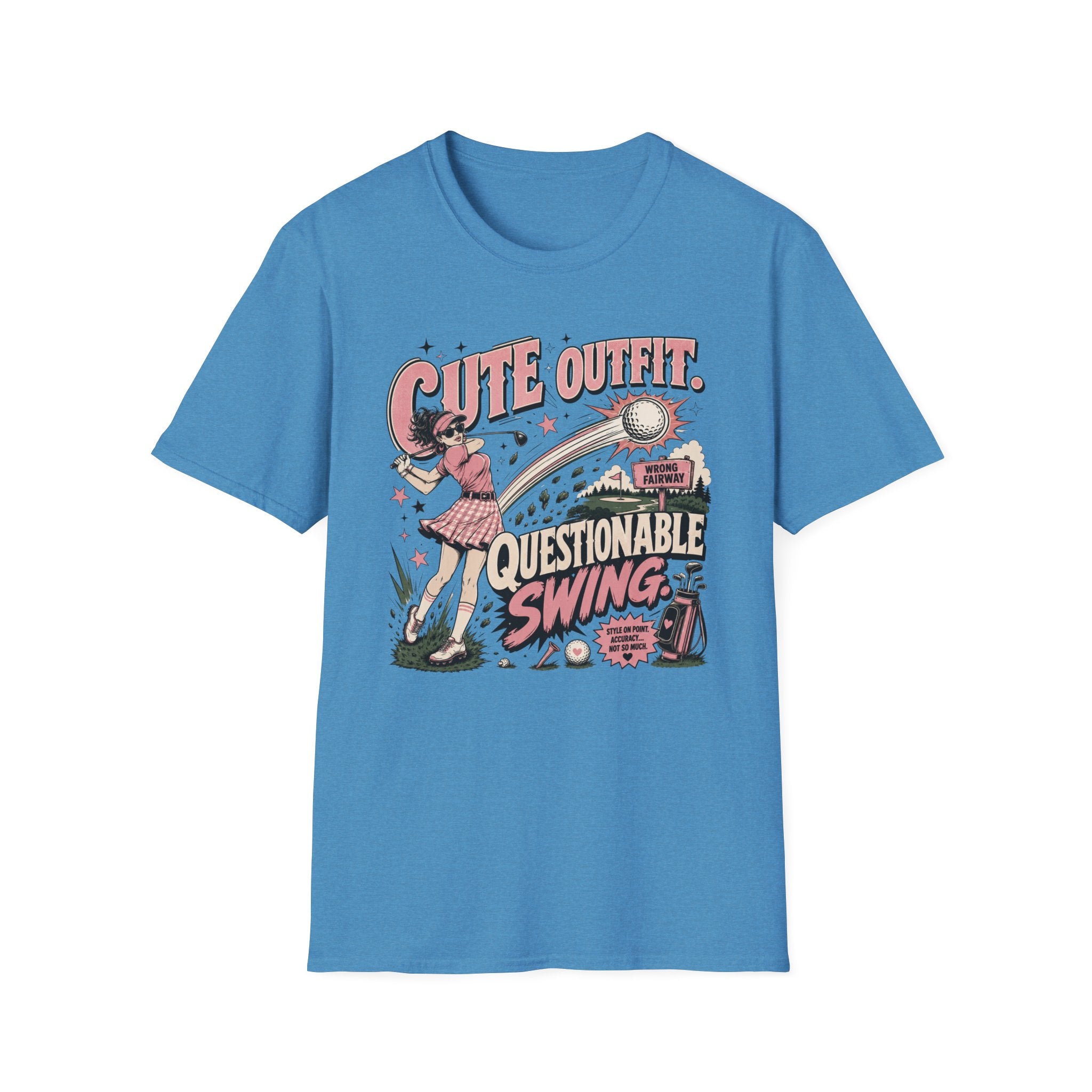 Cute Outfit Questionable Swing Golf T-shirt - Dark Hair