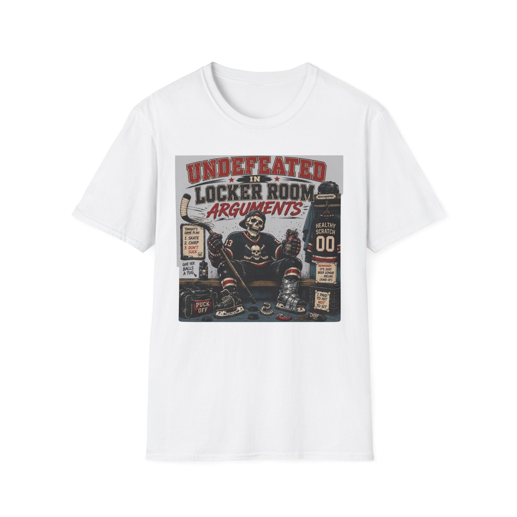 Undefeated In Locker Room Arguments Hockey Skelton T-Shirt