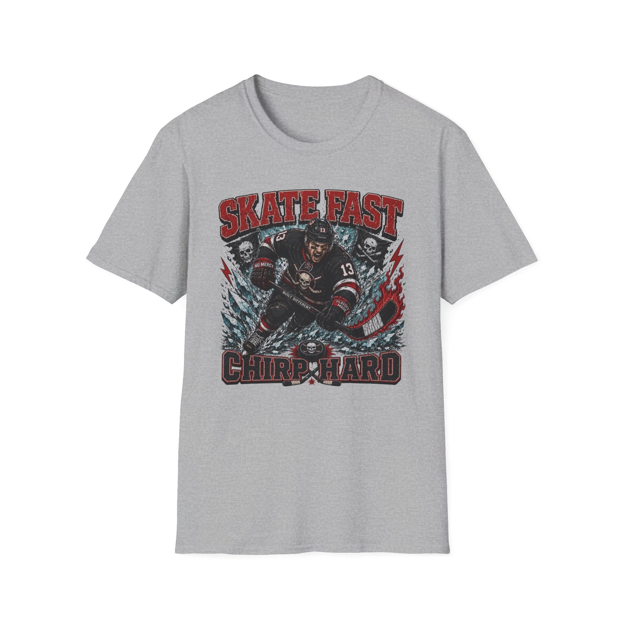 Skate Fast Chirp Hard Hockey Player T‑Shirt — Male Skater