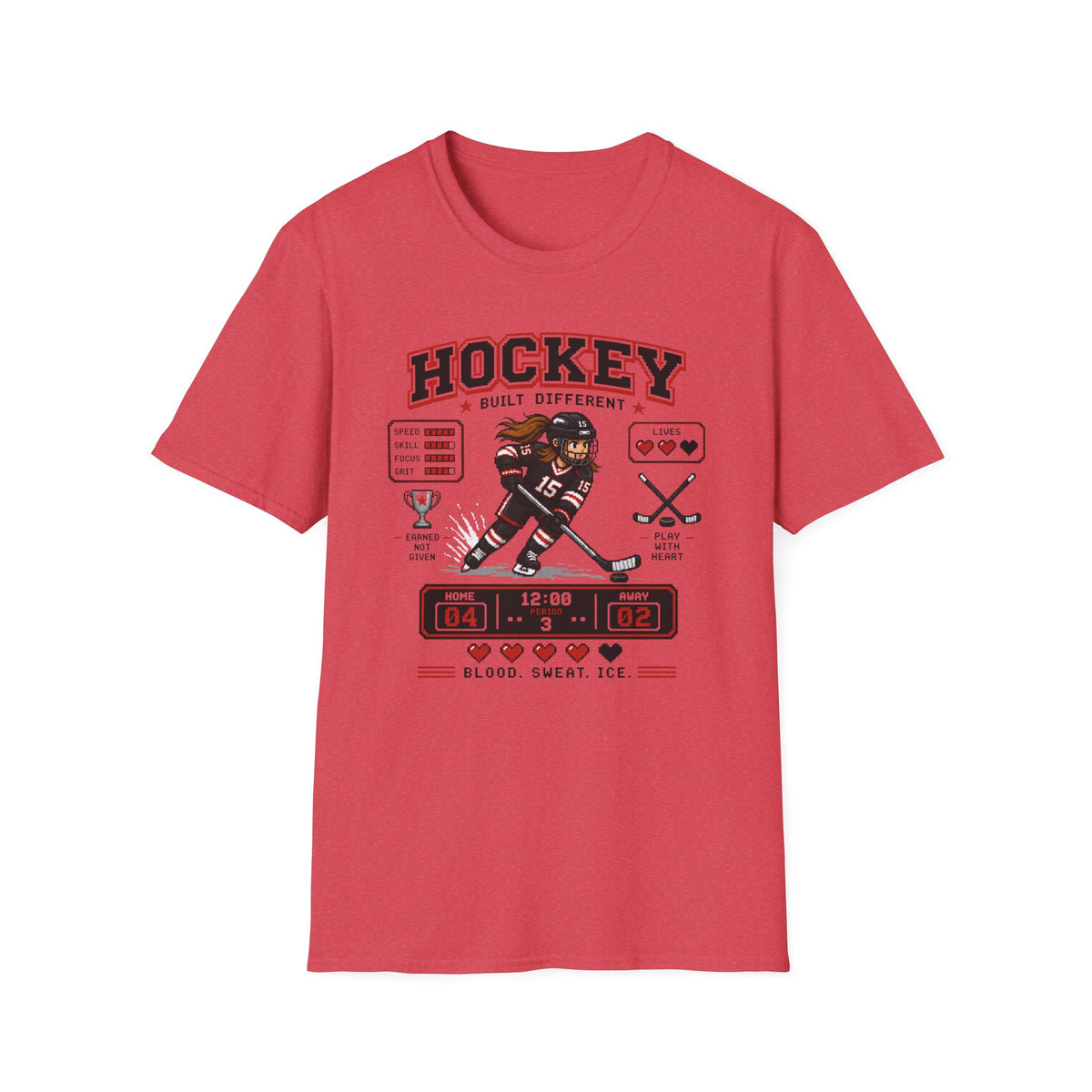 8-bit Girl Hockey Player T-Shirt