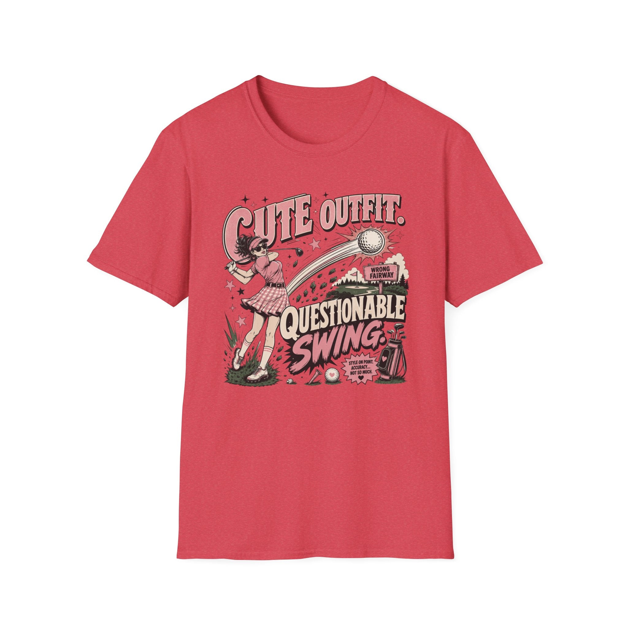 Cute Outfit Questionable Swing Golf T-shirt - Dark Hair