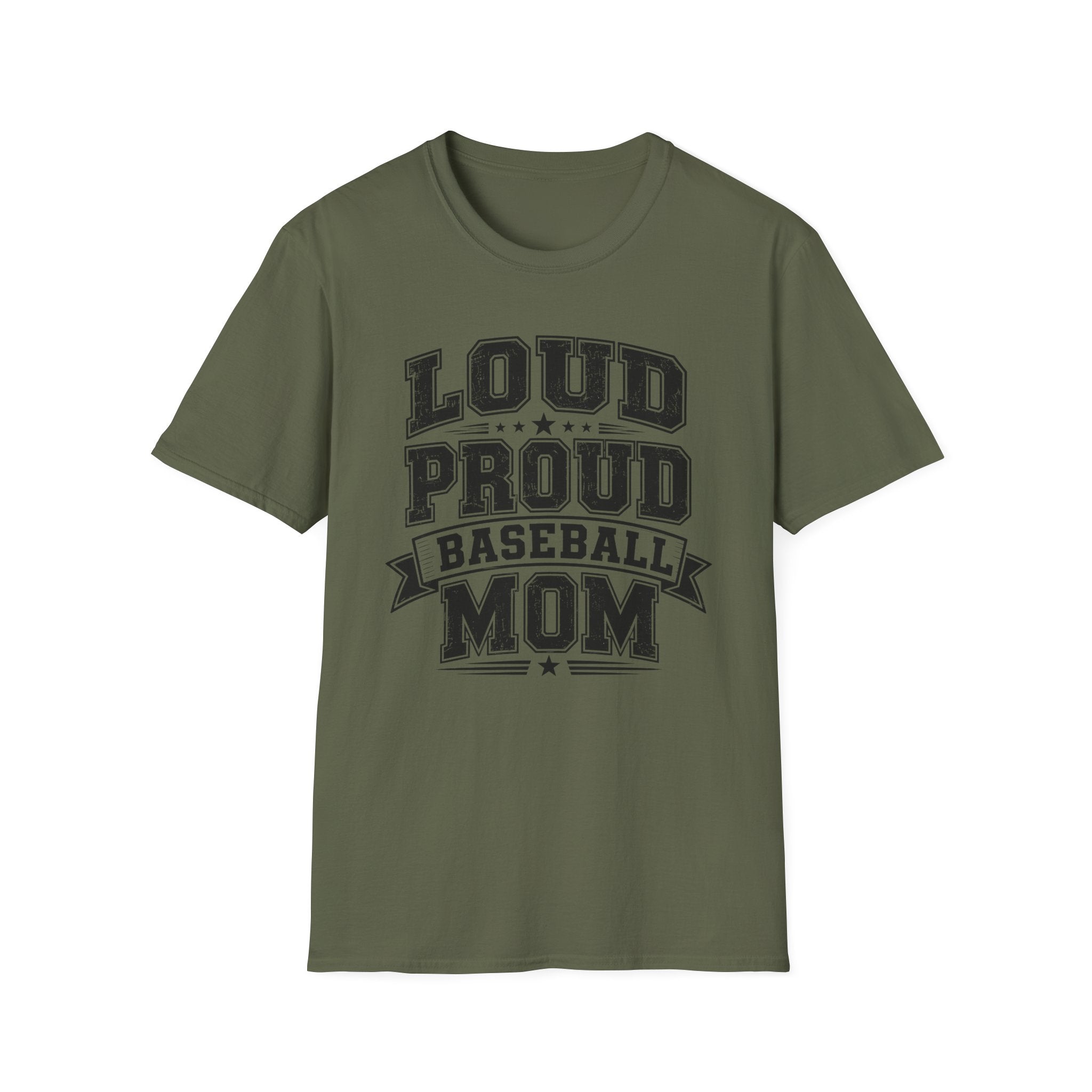 "Loud Proud Baseball Mom" B&W T-shirt