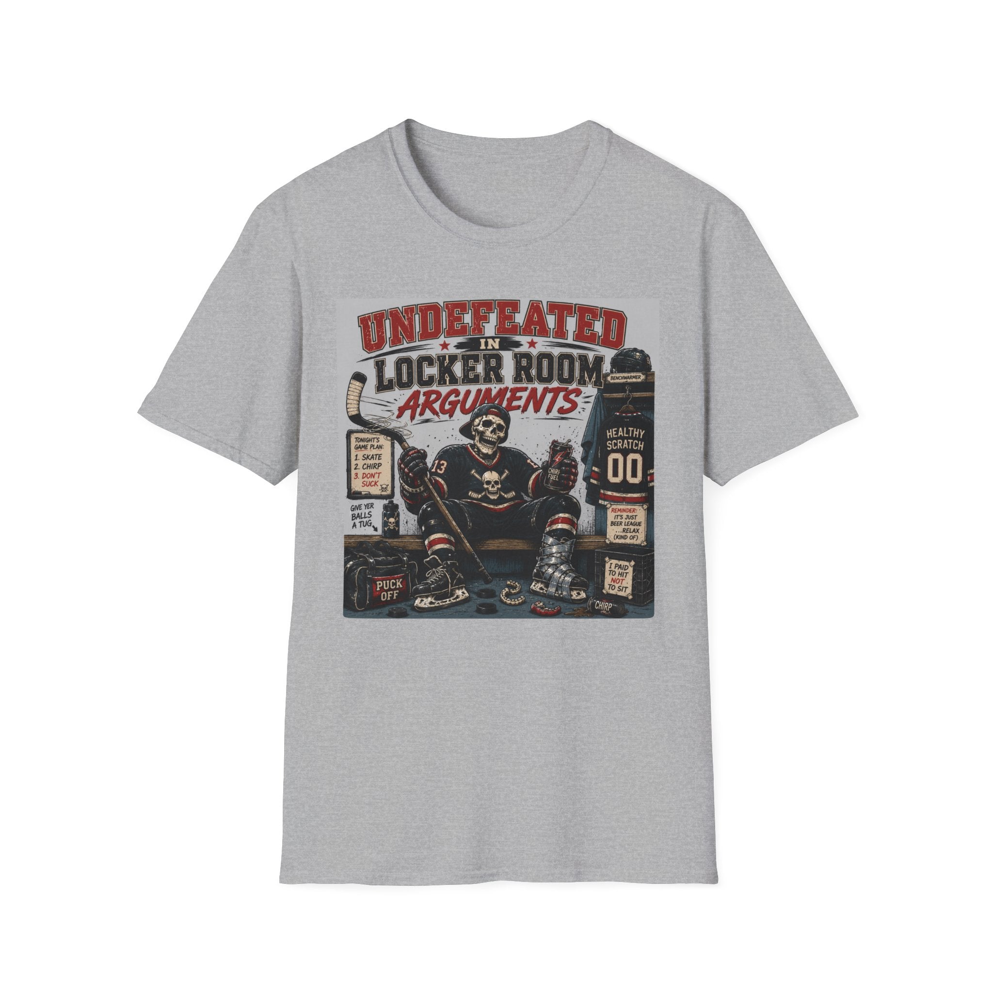 Undefeated In Locker Room Arguments Hockey Skelton T-Shirt