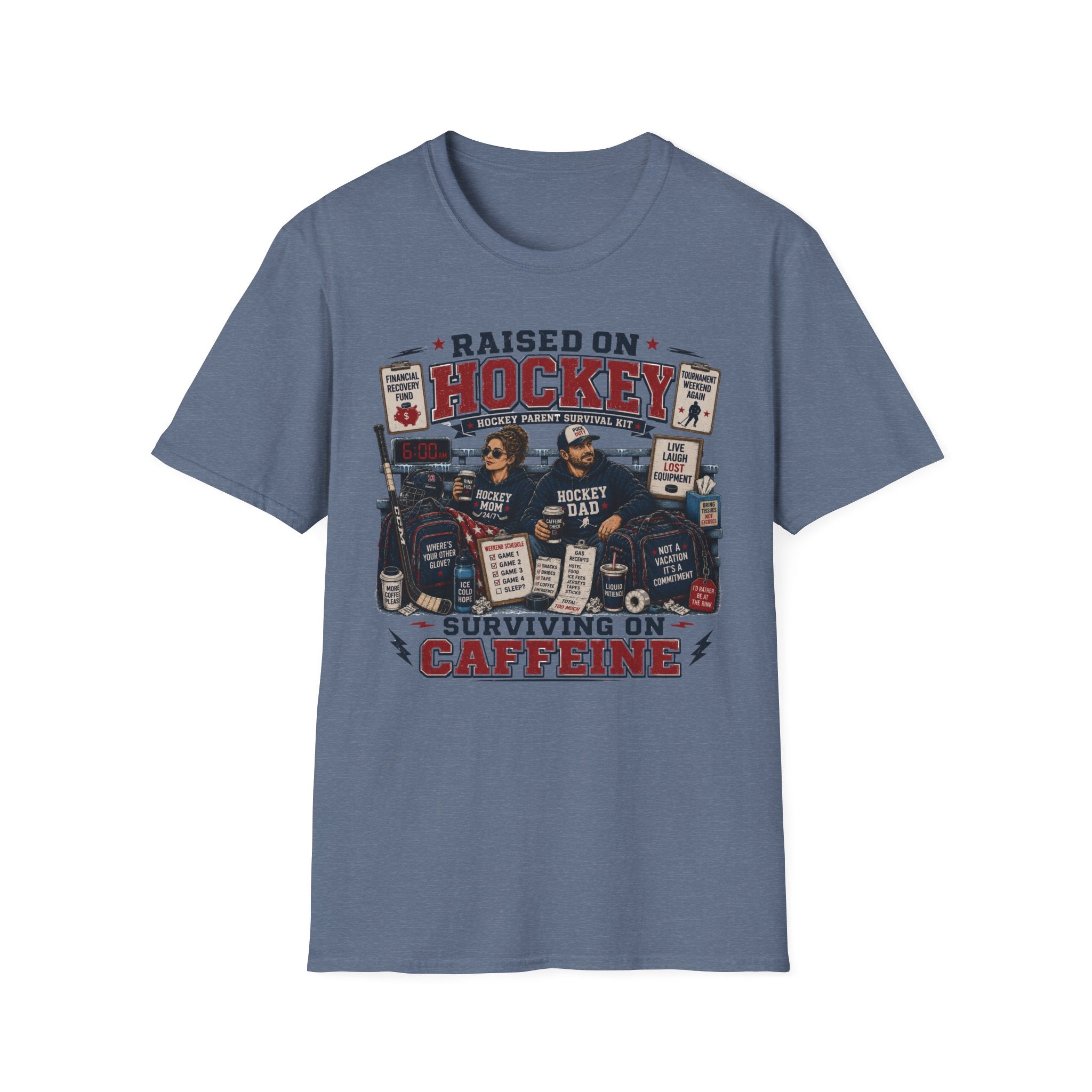 "Raised On Hockey Surviving On Coffee" T-shirt