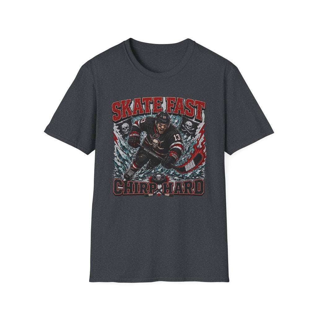 Skate Fast Chirp Hard Hockey Player T‑Shirt — Male Skater