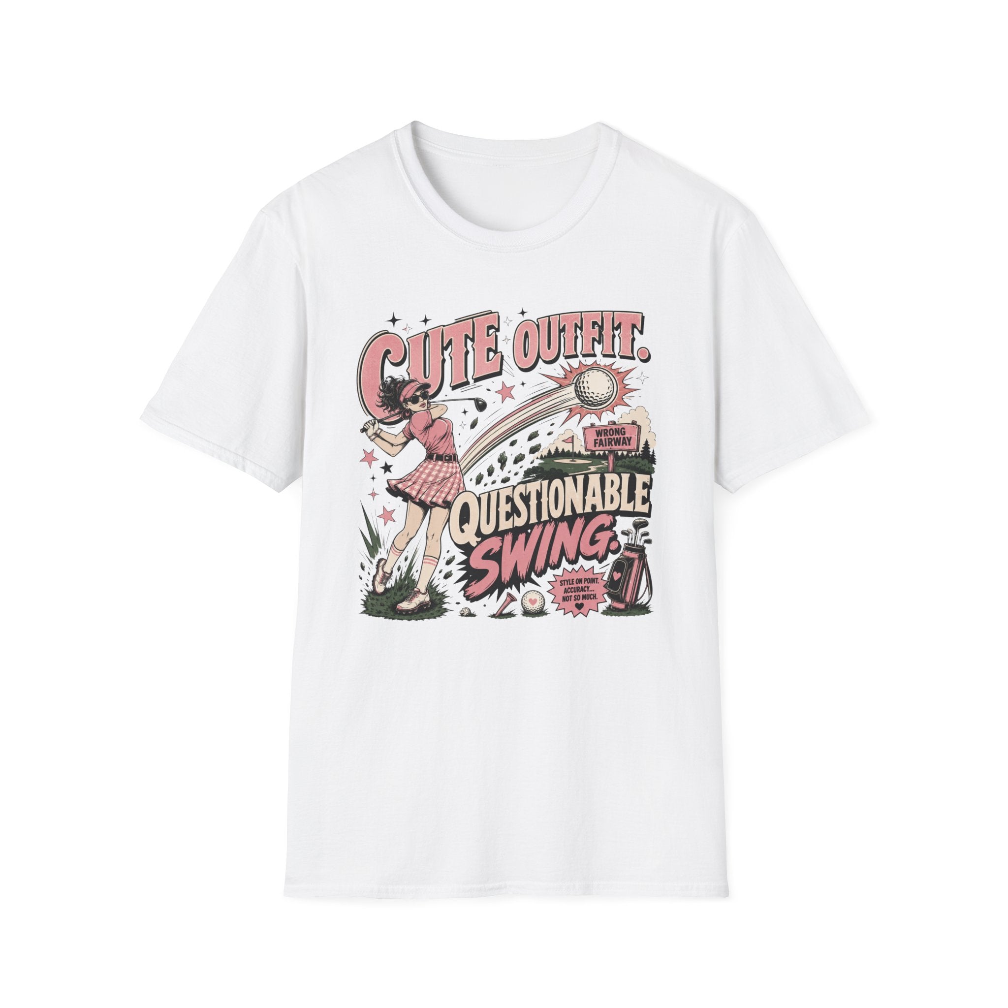 Cute Outfit Questionable Swing Golf T-shirt - Dark Hair