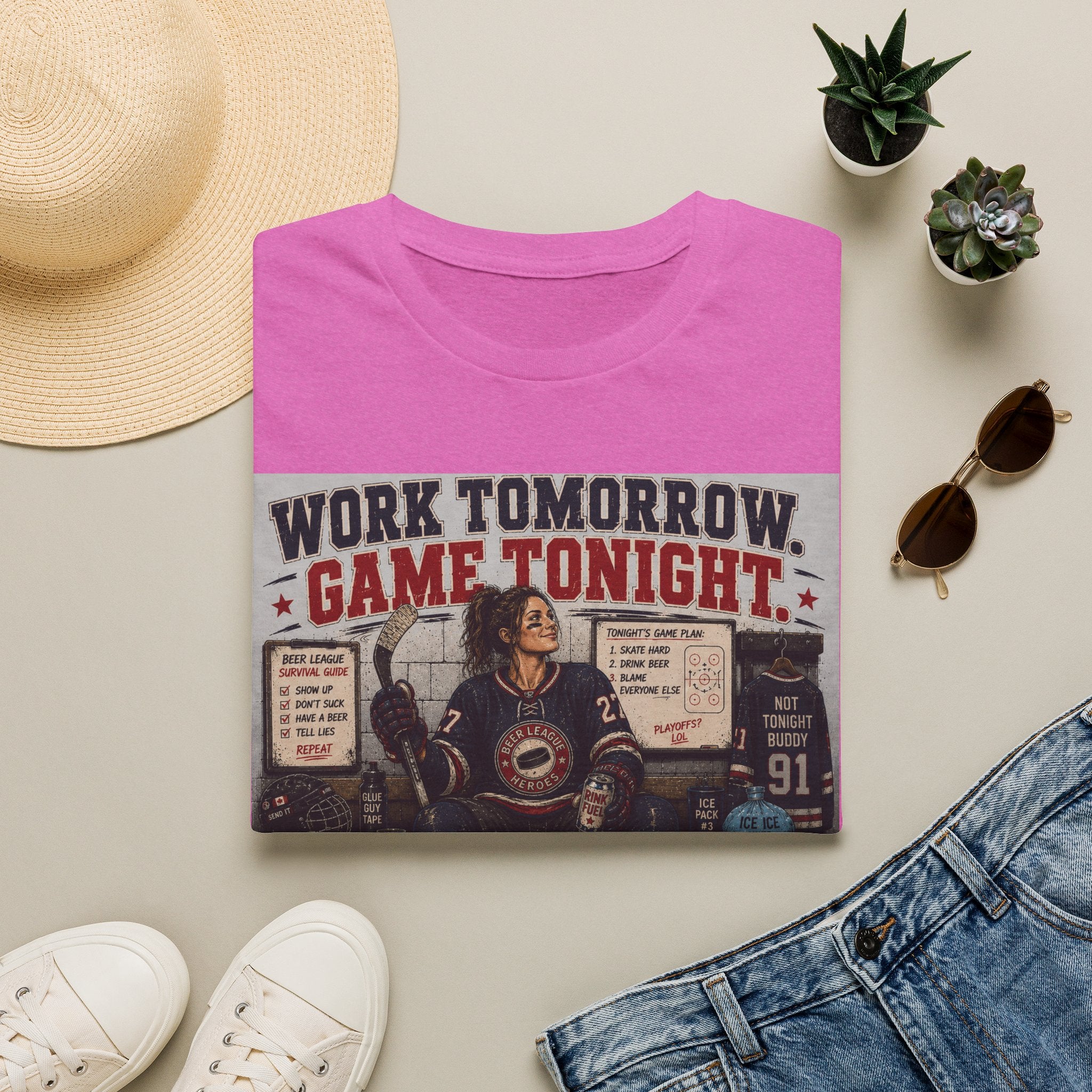 Work Tomorrow Game Tonight Girl Hockey T-shirt