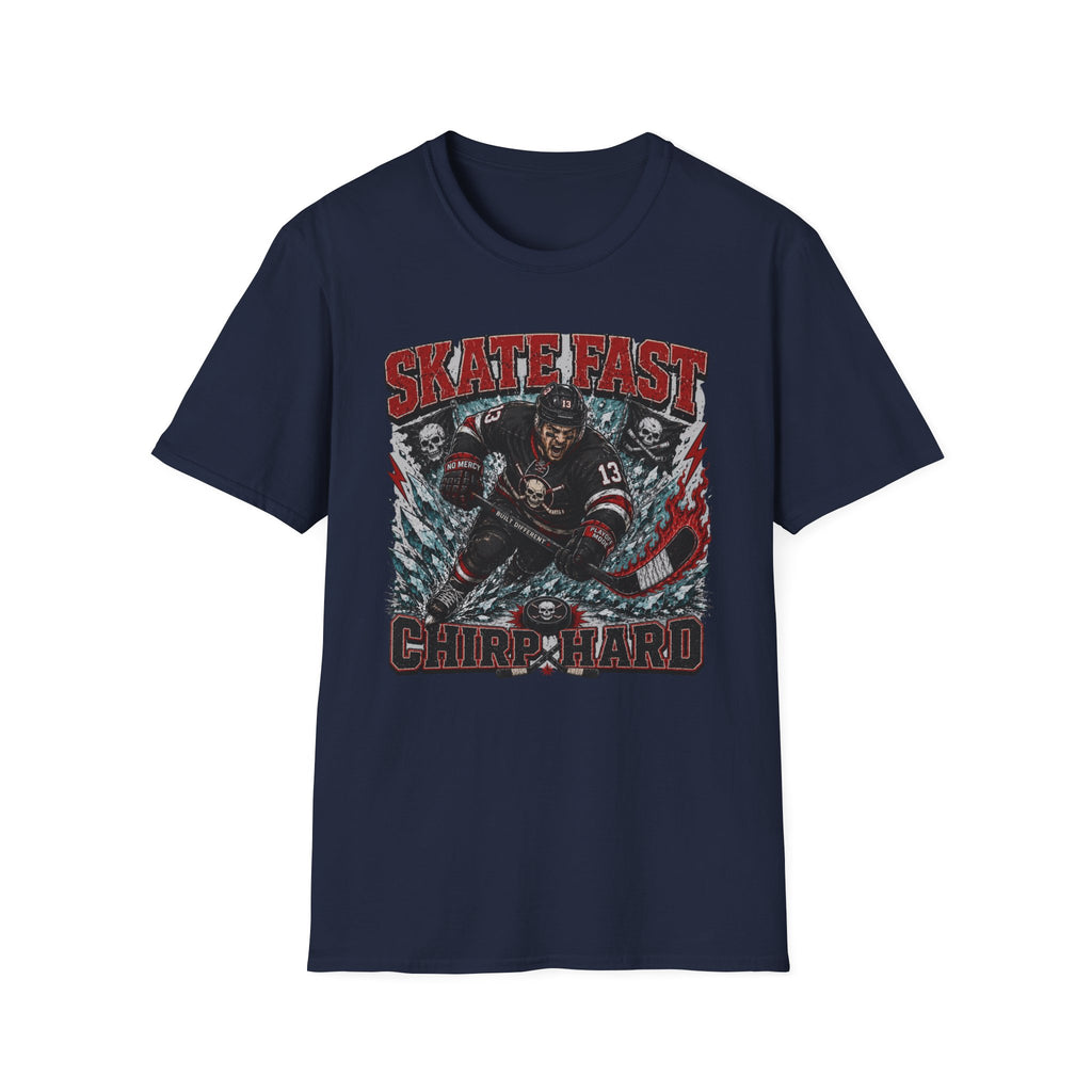 Skate Fast Chirp Hard Hockey Player T‑Shirt — Male Skater