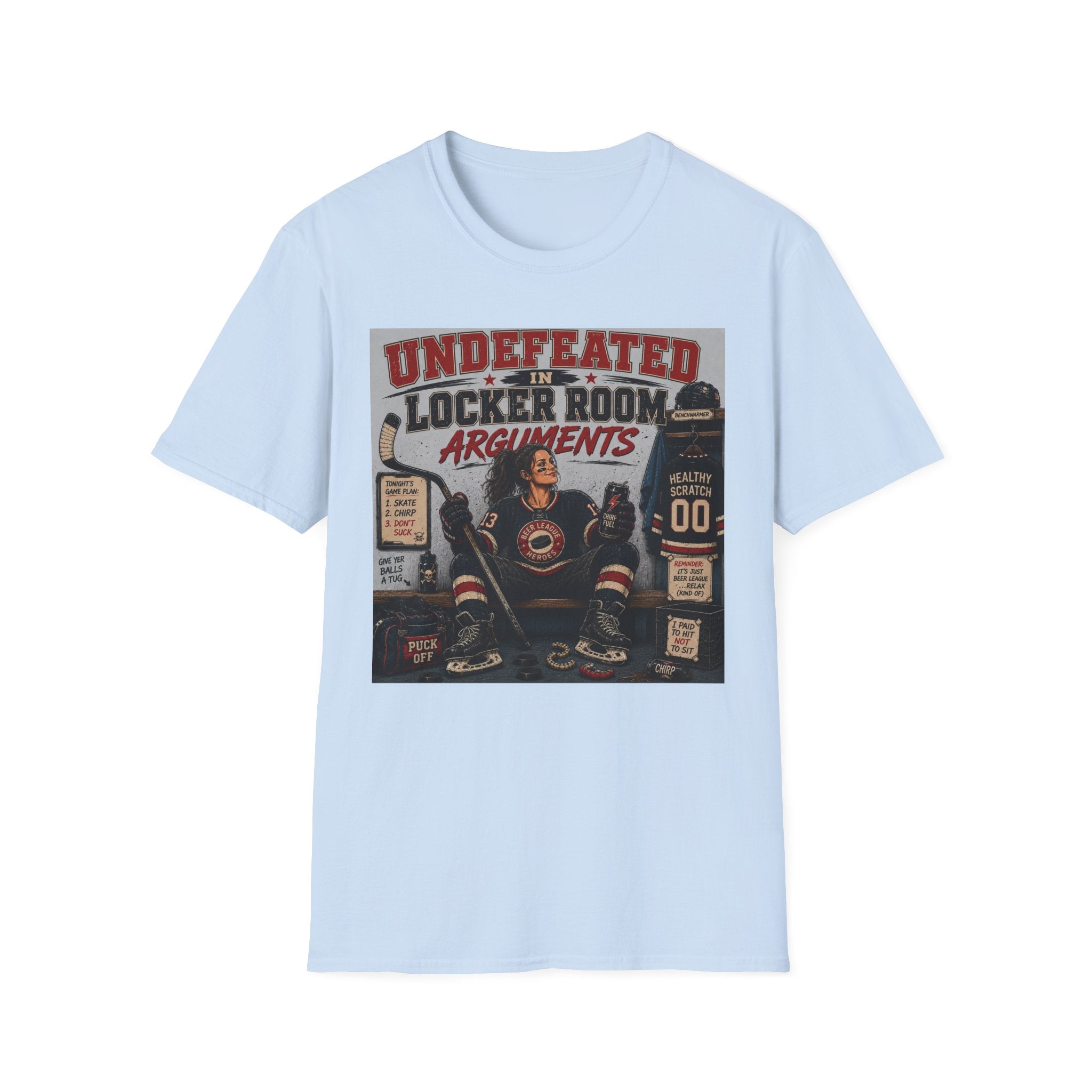 "Undefeated In Locker Room Arguments" Hockey T-Shirt - Female