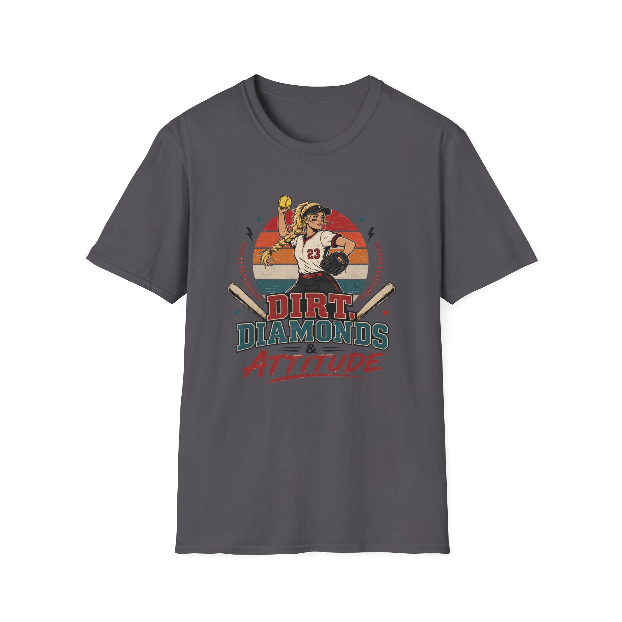 Dirt, Diamonds & Attitude Softball T-shirt Light Hair
