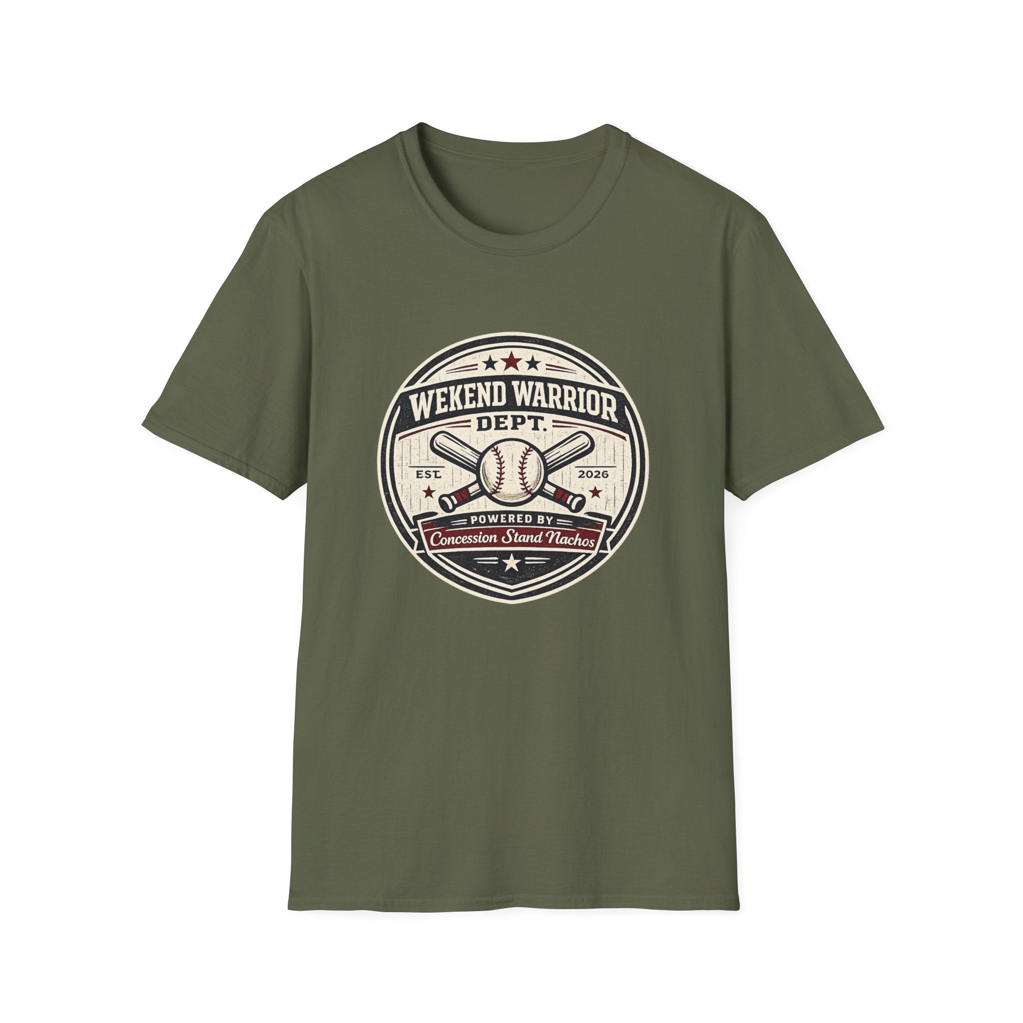 Baseball Weekend Warrior Powered By Nachos Circle T-shirt