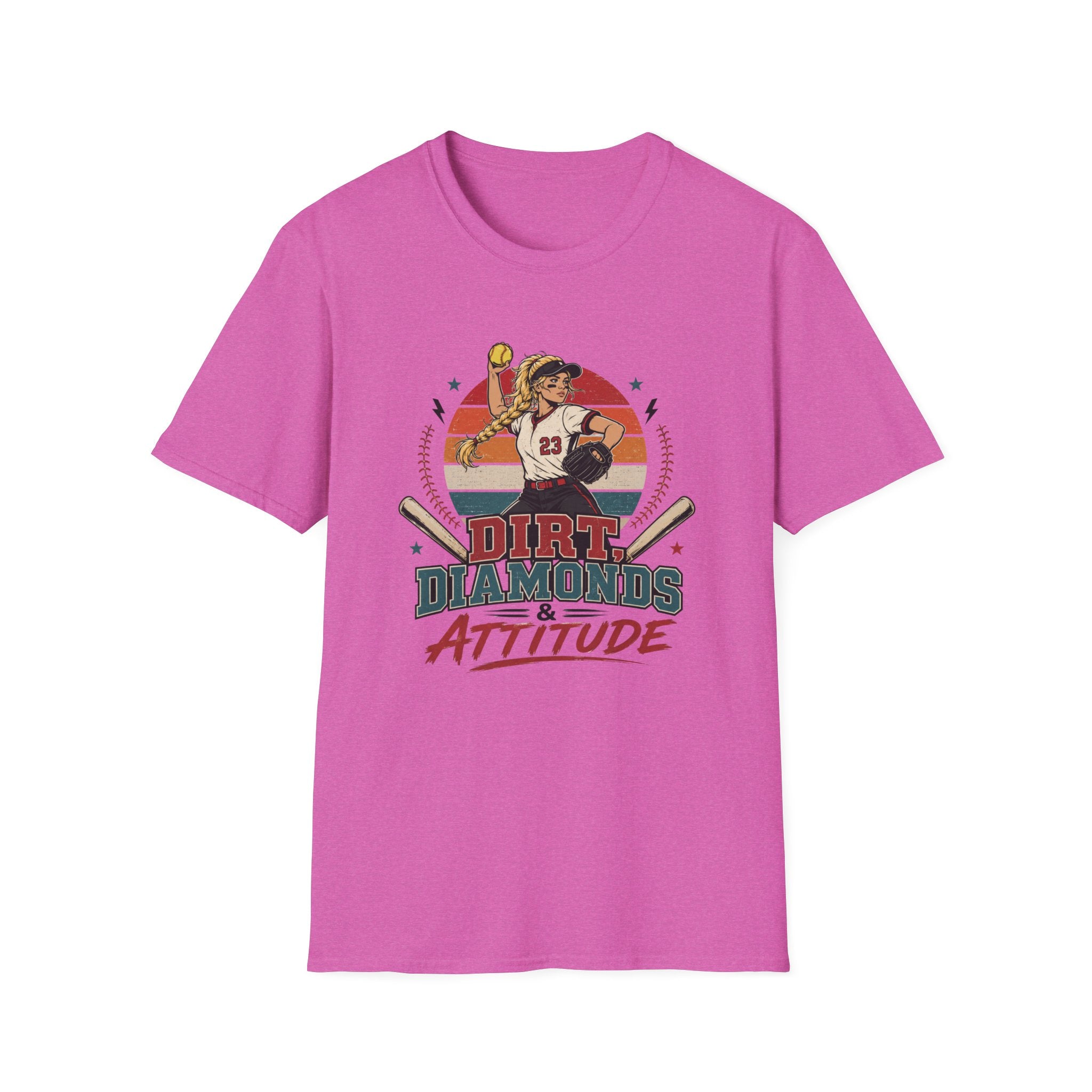 Dirt, Diamonds & Attitude Softball T-shirt Light Hair