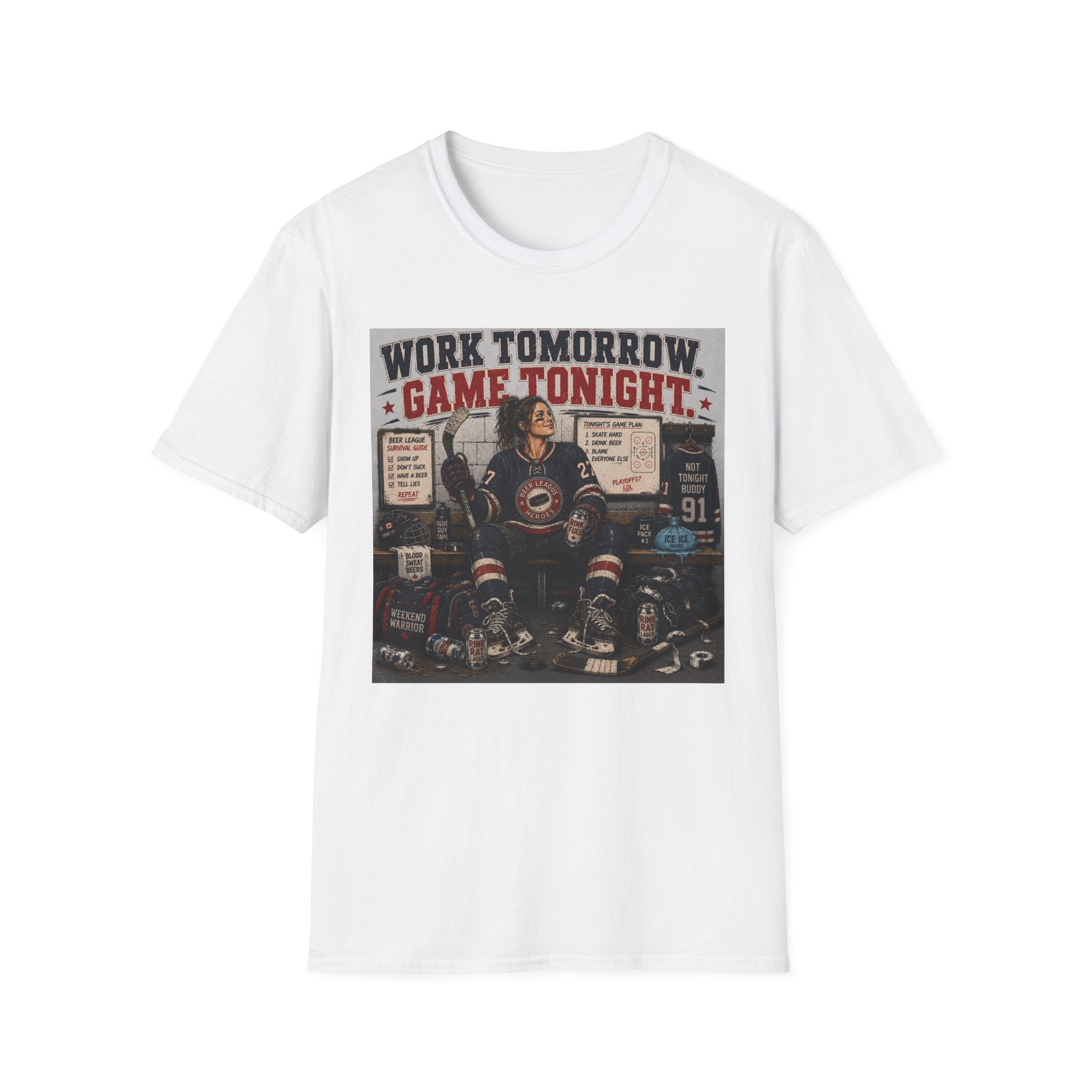 Work Tomorrow Game Tonight Girl Hockey T-shirt