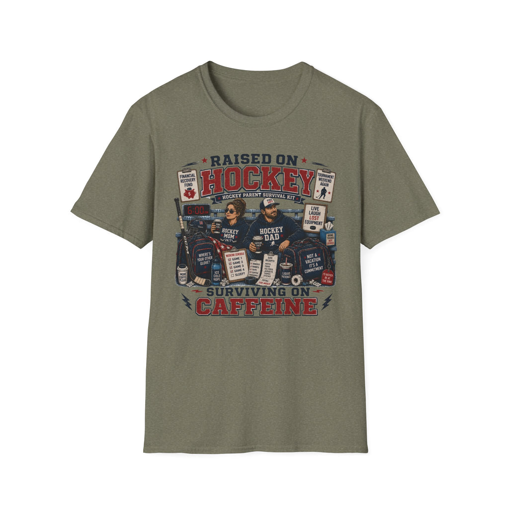 "Raised On Hockey Surviving On Coffee" T-shirt
