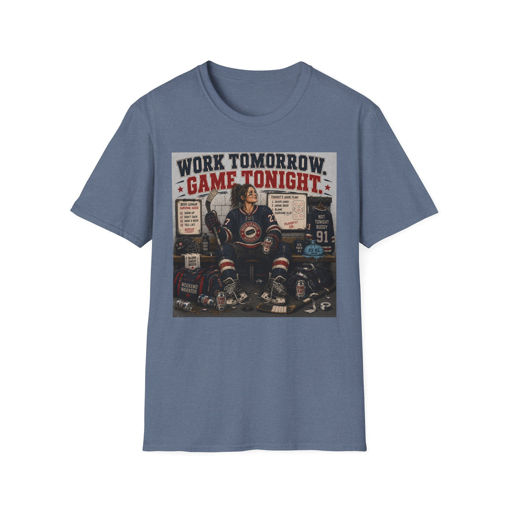 Work Tomorrow Game Tonight Girl Hockey T-shirt