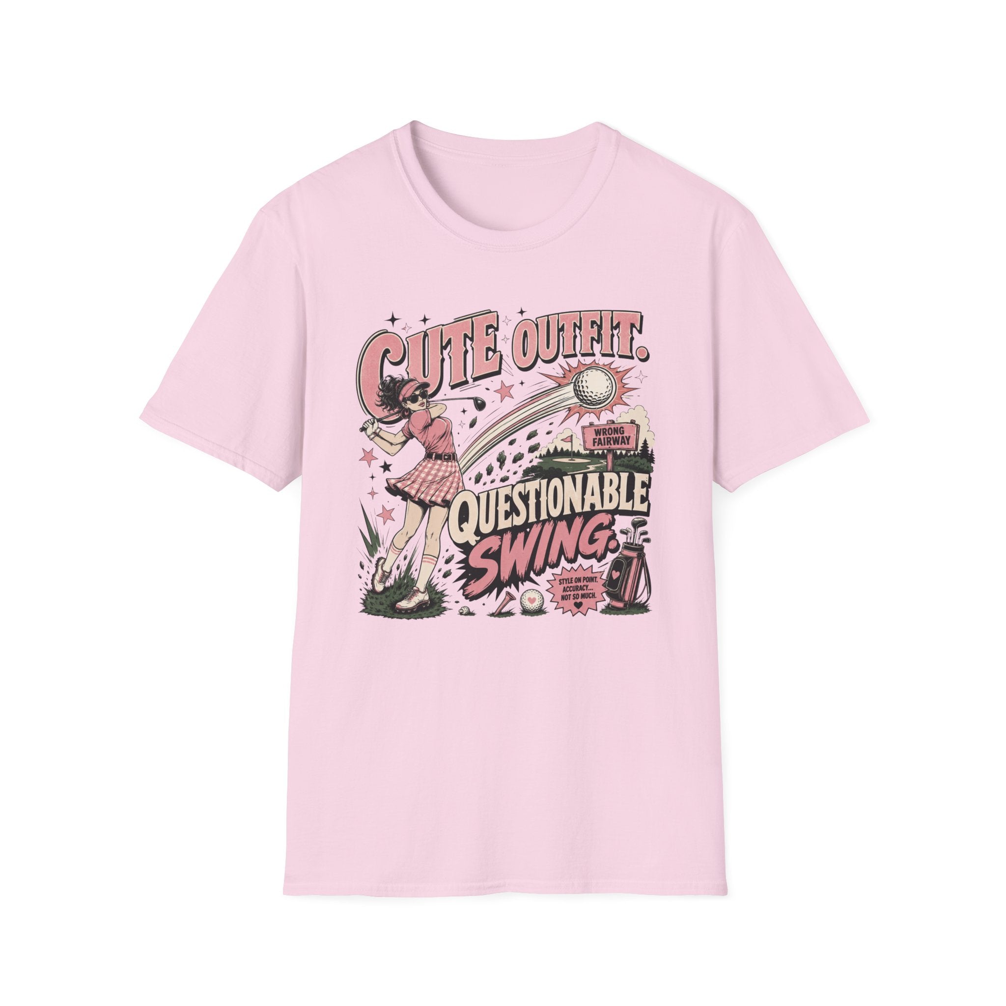 Cute Outfit Questionable Swing Golf T-shirt - Dark Hair