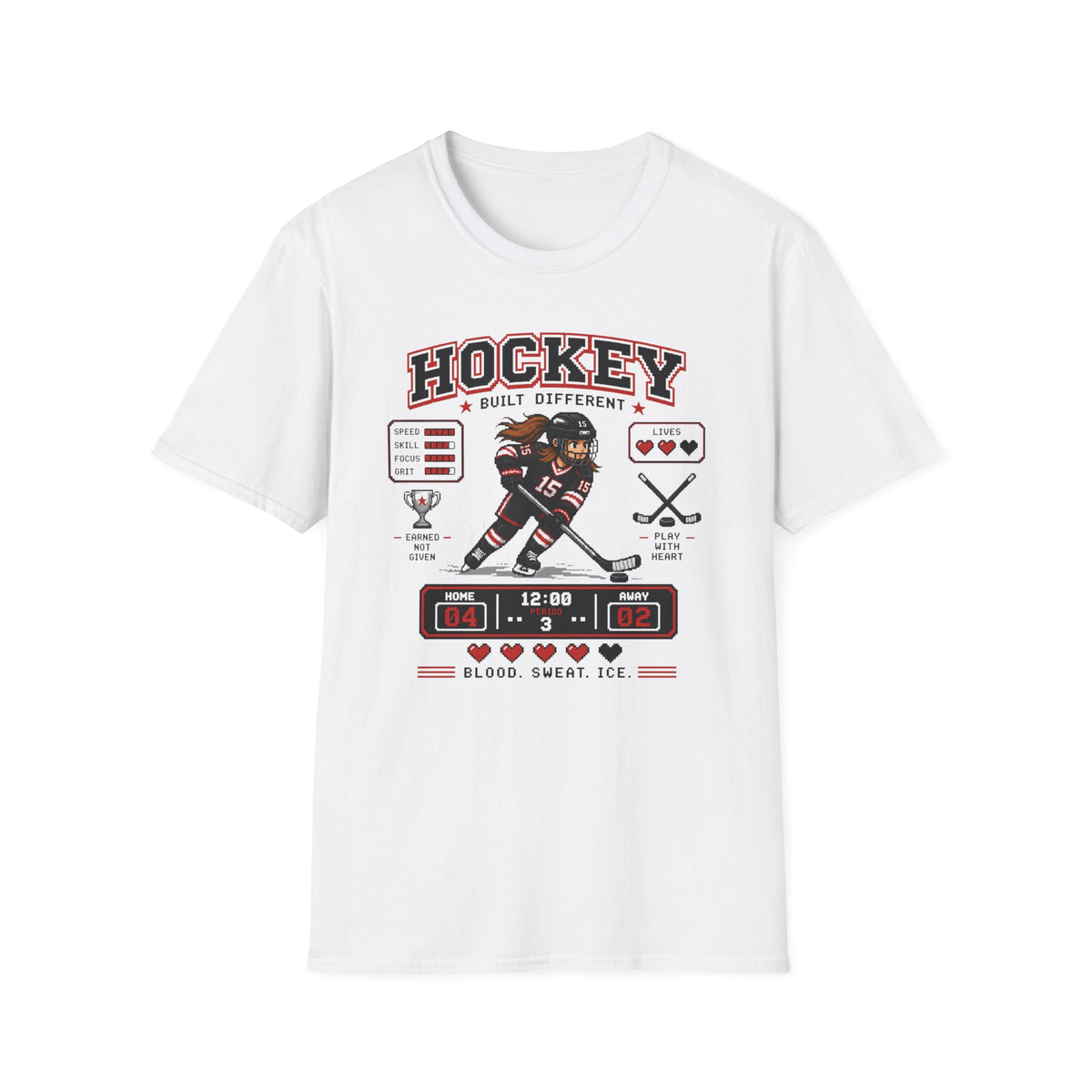 8-bit Girl Hockey Player T-Shirt