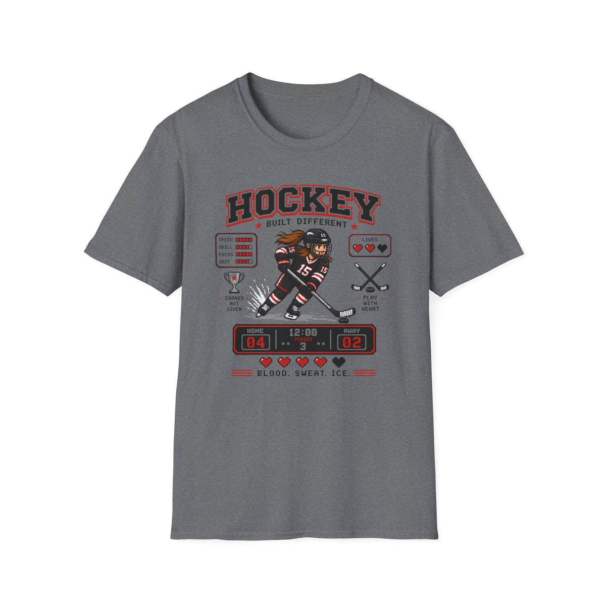 8-bit Girl Hockey Player T-Shirt